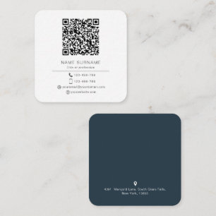 Modern Minimalist Simple QR code personal  Square Business Card