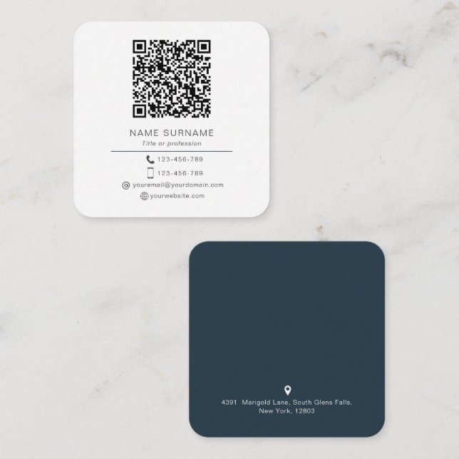 Modern Minimalist Simple QR code personal  Square Business Card (Front/Back)