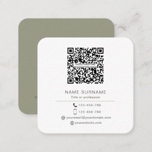 Modern Minimalist Simple QR code personal  Square  Square Business Card