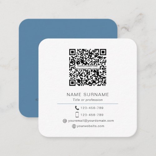 Modern Minimalist Simple QR code personal  Square  Square Business Card