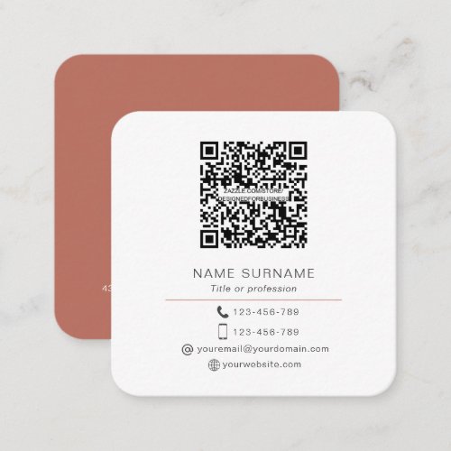 Modern Minimalist Simple QR code personal  Square  Square Business Card