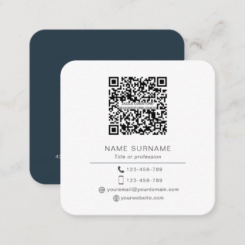 Modern Minimalist Simple QR code personal  Square Square Business Card