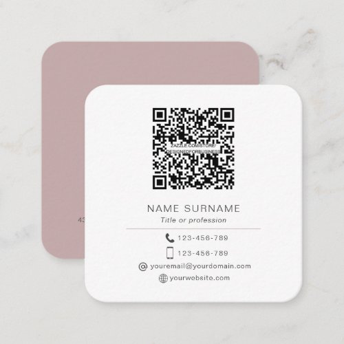 Modern Minimalist Simple QR code personal  Square  Square Business Card