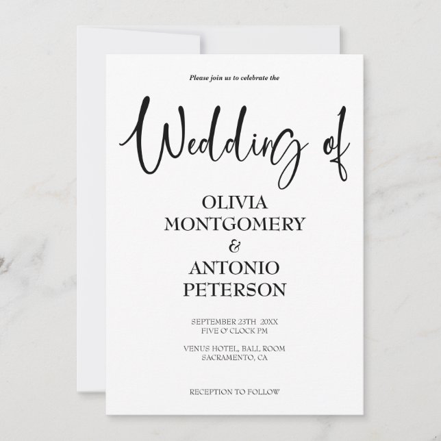 Modern Minimalist Simple QR Code Wedding Invitation (Front)