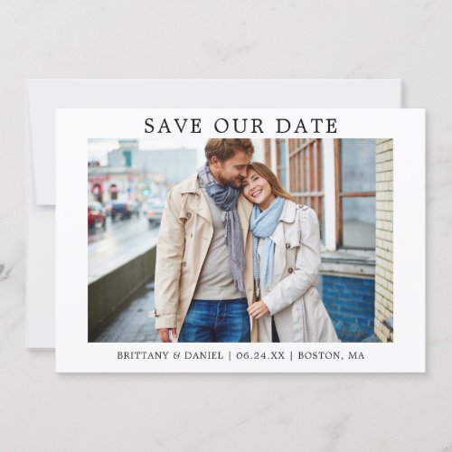 Modern Minimalist Simple Save Our Date Photo Card