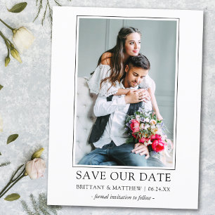 Modern Minimalist Simple Save Our Date Photo Postcard