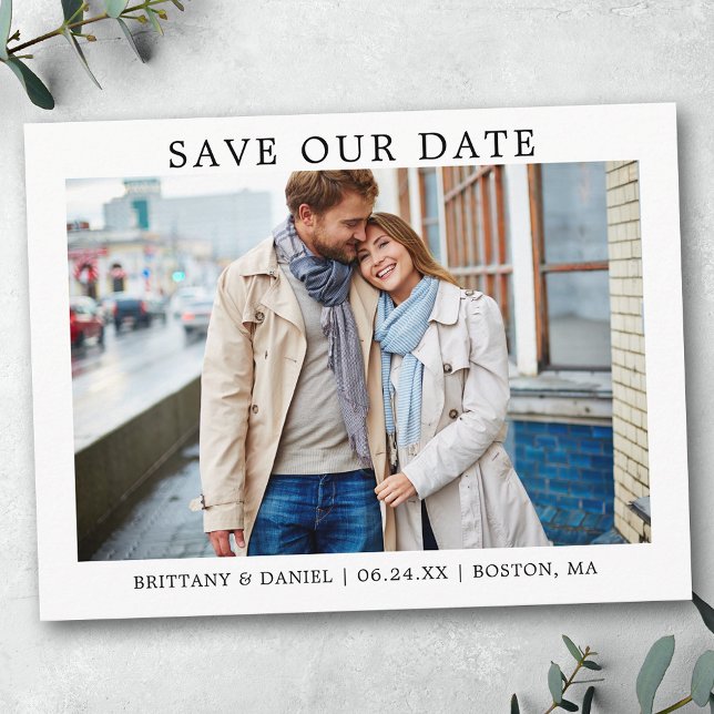 Modern Minimalist Simple Save Our Date Photo Postcard (Customize to change text size or text style.)