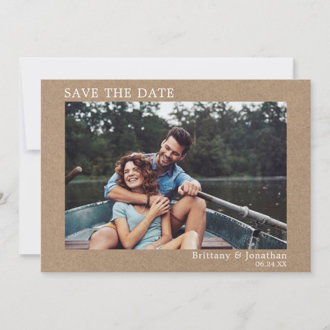 Modern Minimalist Simple Save The Date Kraft Card (Front)