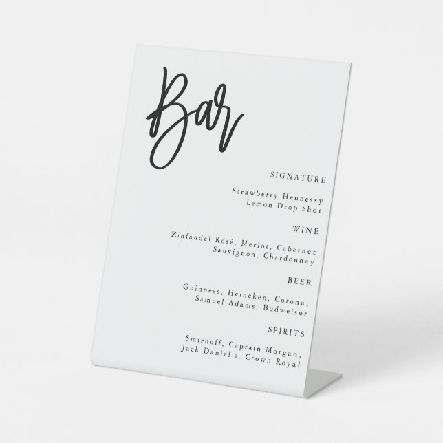 Modern Minimalist Simple Script Wedding Bar Sign (Front)