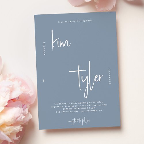 Modern minimalist simple signature script wedding invitation