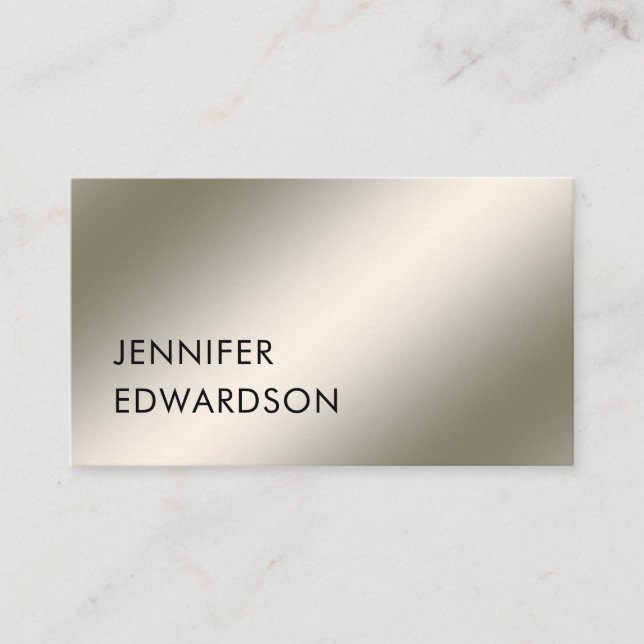Modern minimalist simple silver white professional business card (Front)
