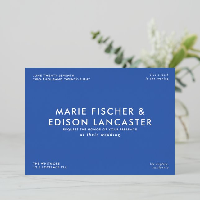 Modern Minimalist Simple Sleek Charming Wedding Foil Invitation (Standing Front)