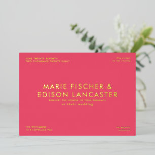 Modern Minimalist Simple Sleek Charming Wedding Foil Invitation