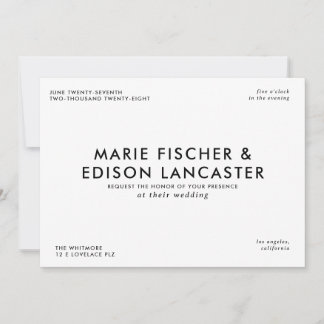 Modern Minimalist Simple Sleek Charming Wedding Invitation
