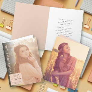 Modern Minimalist Simple Square Photo Graduation Thank You Card