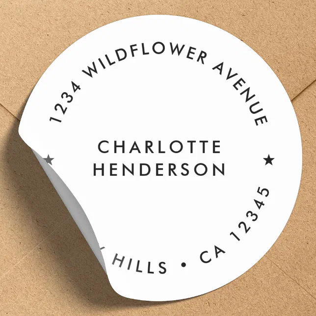 Modern Minimalist | Simple Star Return Address Classic Round Sticker ...