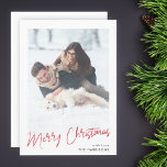 Modern Minimalist | Simple Stylish Christmas Photo Holiday Card<br><div class="desc">A stylish photo holiday card with informal casual handwritten script typography "Merry Christmas" in red on a clean simple minimalist white background. The photo and name can be easily customized for a personal touch. A simple, minimalist and contemporary christmas design to stand out this holiday season! A simple, minimalist and...</div>