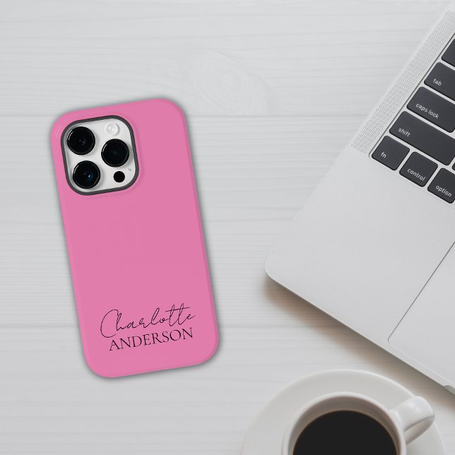 Modern Minimalist Simple Stylish Name Pink  Case-Mate iPhone Case (Creator Uploaded)