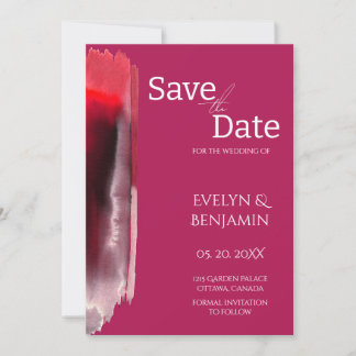 Modern, Minimalist, Simple, Viva Magenta  Save The Date