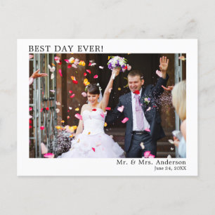 Modern Minimalist Simple Wedding Best Day Ever Postcard