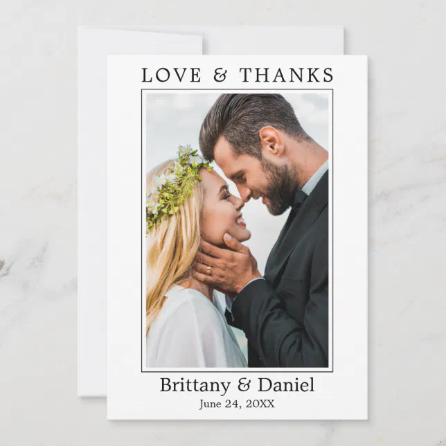 Modern Minimalist Simple Wedding Love Thanks Thank You Card | Zazzle