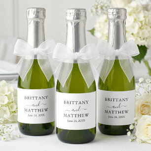 Modern Minimalist Simple Wedding Mini Sparkling Wine Label