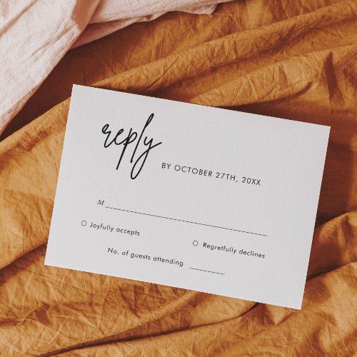 Modern Minimalist Simple Wedding RSVP Card