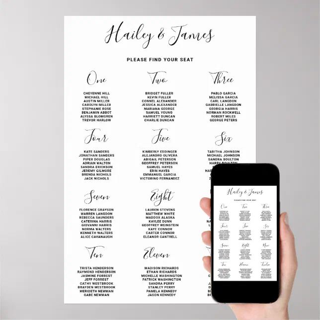 Modern Minimalist Simple Wedding Seating Chart | Zazzle