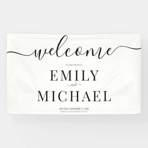 Modern Minimalist Simple Wedding Welcome Banner