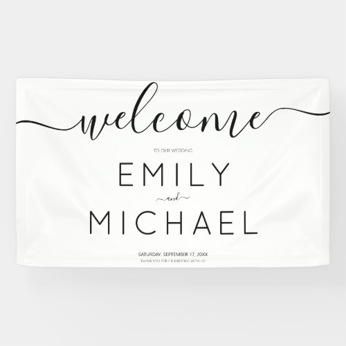 Modern Minimalist Simple Wedding Welcome Banner