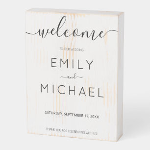 Modern Minimalist Simple Wedding Wooden Box Sign