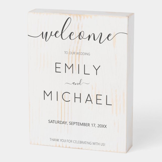 Modern Minimalist Simple Wedding Wooden Box Sign (Angled Vertical)