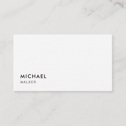 Modern Minimalist Simple White Linen Professional  Business Card