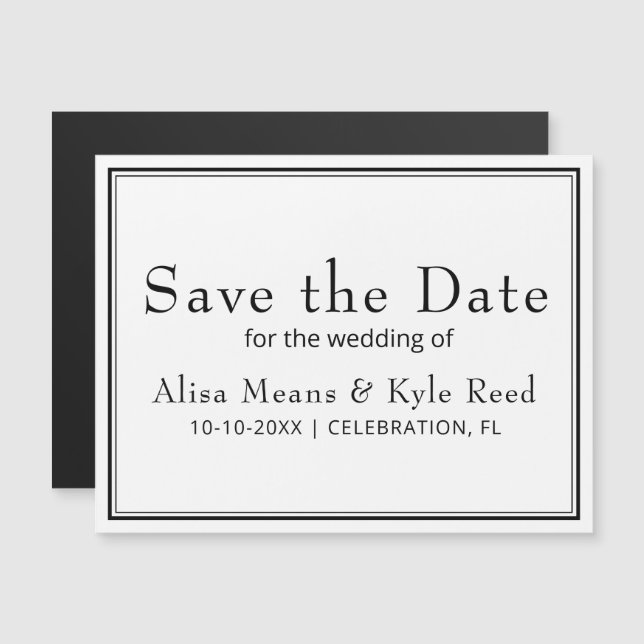 Modern Minimalist Simple White Save the Date (Front/Back)