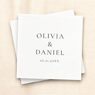 Modern Minimalist Simple White Wedding  Napkins