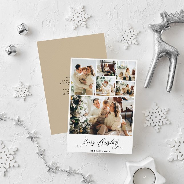 Modern Minimalist Six Photo Collage Holiday Card (Creator Uploaded)