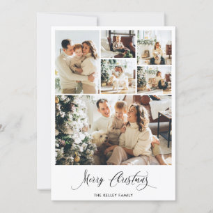 Modern Minimalist Six Photo Collage Holiday Card