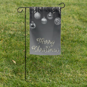 Modern Minimalist Sleek Black and Silver Large Garden Flag