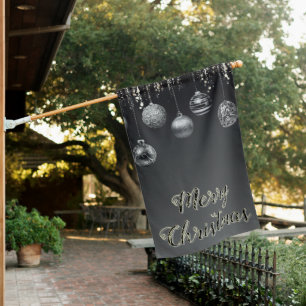 Modern Minimalist Sleek Black and Silver Large House Flag