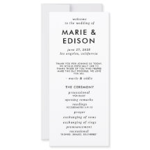 Modern Minimalist Sleek Simple Wedding Program