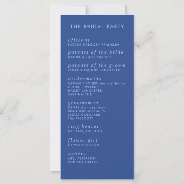 Modern Minimalist Sleek Simple Wedding Program (Back)