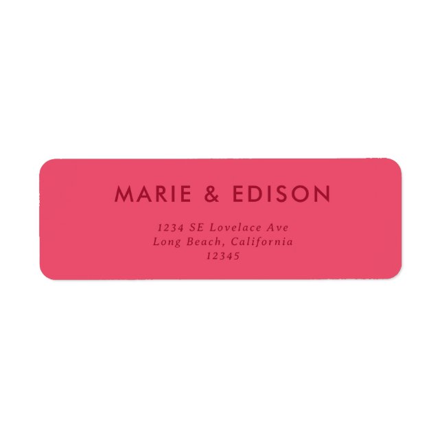Modern Minimalist Sleek Wedding Return Address Label (Front)