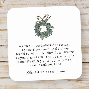 Modern Minimalist Small Business Holiday Thank You Square Sticker