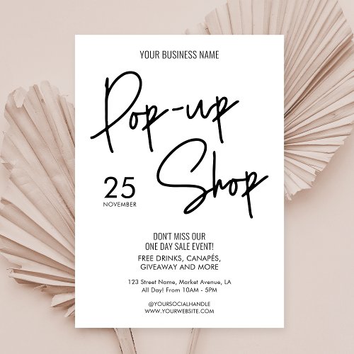 Modern Minimalist Small Business Pop_Up Shop Event Invitation