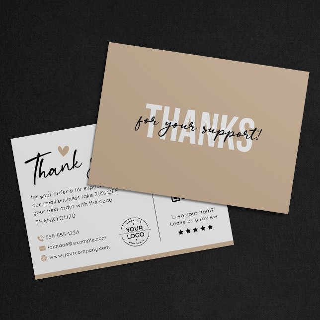 Modern Minimalist Small Business Thank You QR Code Card (Creator Uploaded)