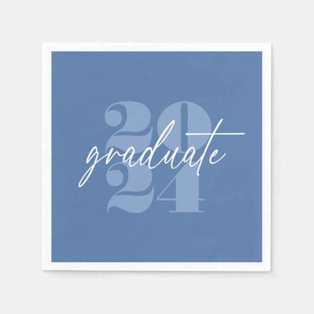 Modern Minimalist Soaring Grad | Blue + White Napkins (Front)