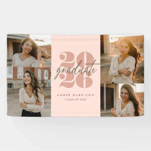 Modern Minimalist Soaring Grad   Blush Pink Photo Banner