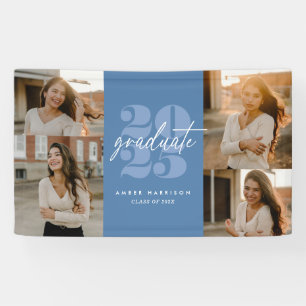 Modern Minimalist Soaring Grad Royal Blue Photo Banner
