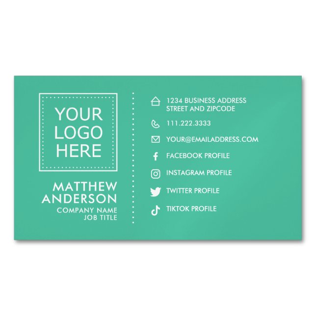 Modern Minimalist Social Media Logo Business Card Magnet (Front)