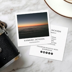 Modern Minimalist Social Media Photographer  Square Business Card